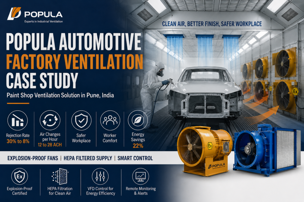 popula automotive factory ventilation case study installation in India paint booth