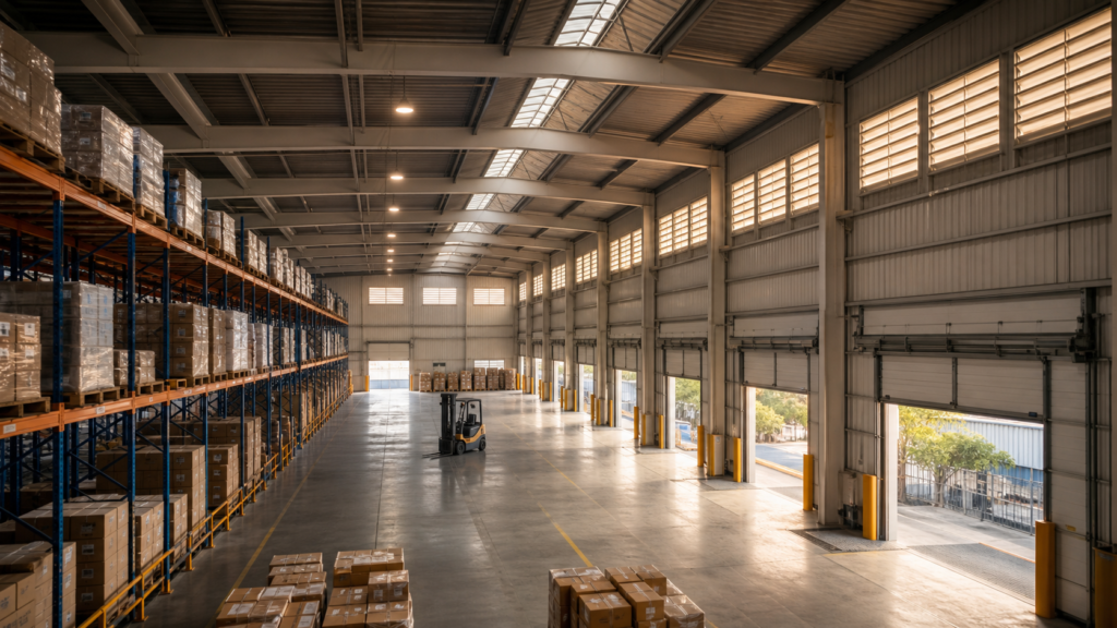 POPULA fan warehouse air quality planning in an active logistics warehouse