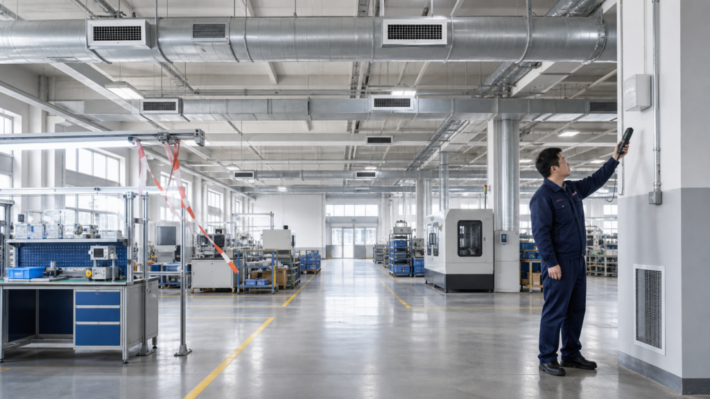 industrial ventilation airflow balancing in a modern factory